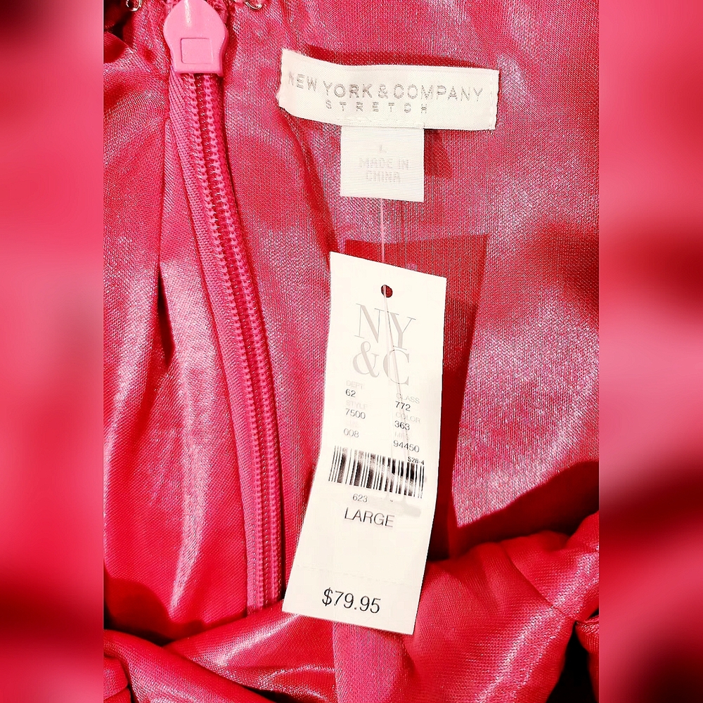 NWT NY&Company Havana Pink Striped Bandage Cocktail Dress Size Large - Picture 12 of 14